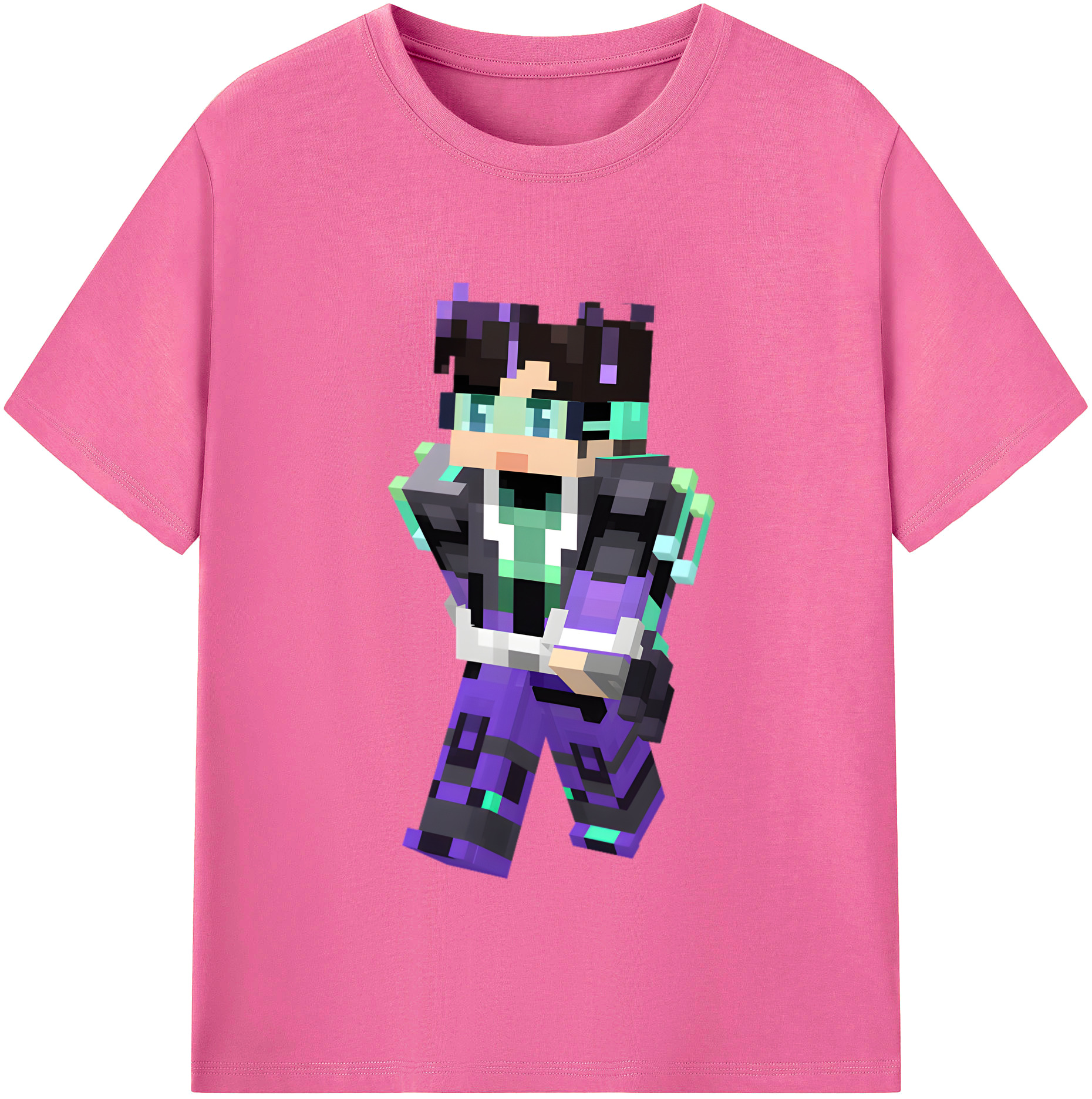 （画像用） マインクラフト ブロックの世界 Minecraft MC Block world レディースカジュアルプリントTシャツ（綿100％）